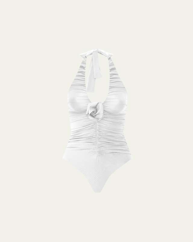Yojaira Ruched Halter One-Piece Swimsuit